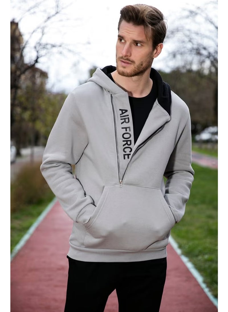 Buratti Kangaroo Pocket Zippered Hooded Collar Slim Fit Men's Sweat 575707 - Image 1